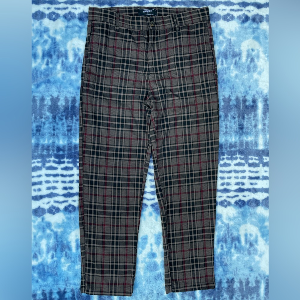 Forever 21 Men tan/red/black Plaid Pants Size 30